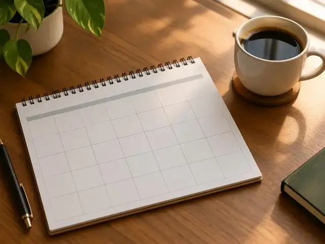 Calendrier vierge posé sur un bureau