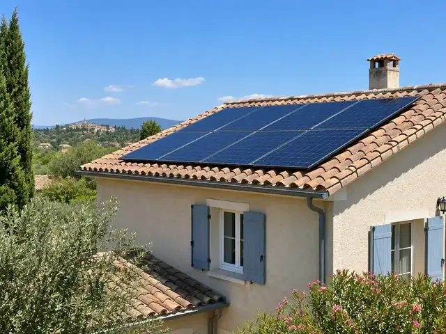 Panneaux solaires posés sur un toit de tuiles